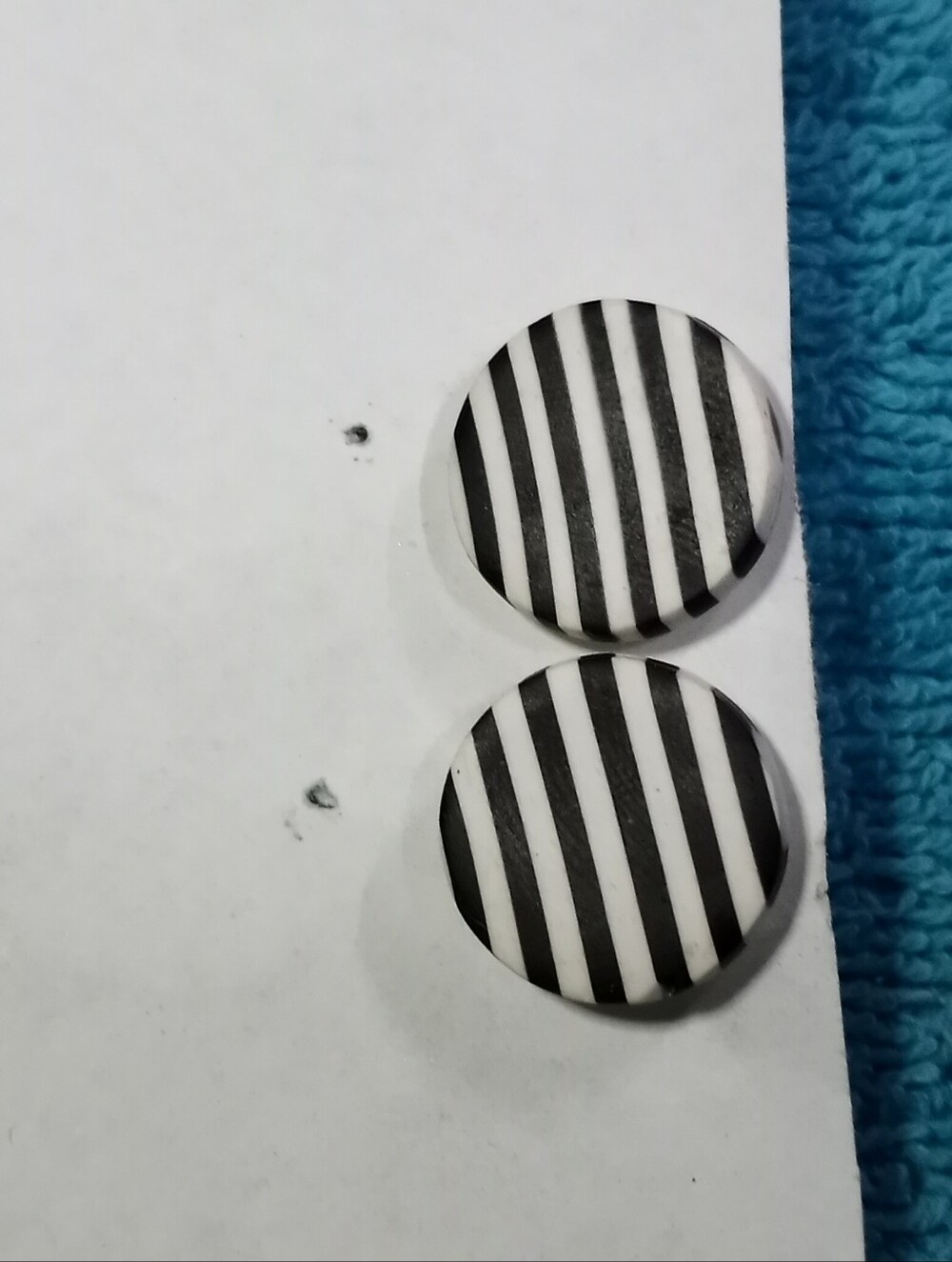 Black & White Striped Round Stud Earrings